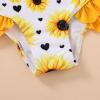 imageYOUNGER TREE Toddler Swimsuit Girl Color Block Stripe OnePiece Swimwear Baby Girl Bathing SuitsSunflower and Heart