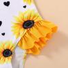 imageYOUNGER TREE Toddler Swimsuit Girl Color Block Stripe OnePiece Swimwear Baby Girl Bathing SuitsSunflower and Heart