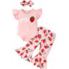 imageYOUNGER TREE Baby Girl 1st Birthday Outfit  My First Birthday Romper ampamp Flared PantsBerry One