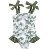 imageYOUNGER TREE Toddler Swimsuit Girl Color Block Stripe OnePiece Swimwear Baby Girl Bathing SuitsPalm