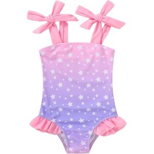 imageYOUNGER TREE Toddler Swimsuit Girl Color Block Stripe OnePiece Swimwear Baby Girl Bathing SuitsStar