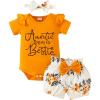 imageYOUNGER TREE Baby Girl Clothes Cartoon Short Sleeve Romper and Floral Ruffle Shorts with Headband Newborn Girl Summer OutfitYellowFloral 912 Months