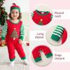 imageYOUNGER TREE Baby Boy Christmas Outfits Infant Boy Santa Long Sleeve Jumpsuit Romper First Xmas Christmas Outfits with HatGreen Stripes