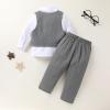 imageYOUNGER TREE Toddler Boy Clothes Suit Gentleman Wedding Outfits Baby Formal Dress 4Piece SetGrey