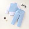 imageYOUNGER TREE Toddler Boy Clothes Suit Gentleman Wedding Outfits Baby Formal Dress 4Piece SetLight Blue