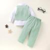 imageYOUNGER TREE Toddler Boy Clothes Suit Gentleman Wedding Outfits Baby Formal Dress 4Piece SetLight Green