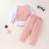 imageYOUNGER TREE Toddler Boy Clothes Suit Gentleman Wedding Outfits Baby Formal Dress 4Piece SetPink