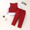 imageYOUNGER TREE Toddler Boy Clothes Suit Gentleman Wedding Outfits Baby Formal Dress 4Piece SetRed