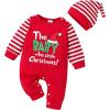 imageYOUNGER TREE Baby Boy Christmas Outfits Infant Boy Santa Long Sleeve Jumpsuit Romper First Xmas Christmas Outfits with HatRed Stripes