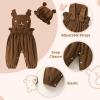 imageYOUNGER TREE Baby Boy Girl Overalls Newborn Infant Corduroy Suspender Pants Animal Romper Jumpsuit with Hat Toddler ClothesBear