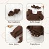 imageYOUNGER TREE Baby Girl Fall Clothes Infant Long Sleeve Ruffle Romper Dress with Headband Cute Toddler Winter OutfitsBrown