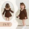 imageYOUNGER TREE Baby Girl Fall Clothes Infant Long Sleeve Ruffle Romper Dress with Headband Cute Toddler Winter OutfitsBrown