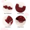 imageYOUNGER TREE Baby Girl Fall Clothes Infant Long Sleeve Ruffle Romper Dress with Headband Cute Toddler Winter OutfitsBurgundy
