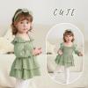 imageYOUNGER TREE Baby Girl Fall Clothes Infant Long Sleeve Ruffle Romper Dress with Headband Cute Toddler Winter OutfitsLight Green