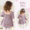 imageYOUNGER TREE Baby Girl Fall Clothes Infant Long Sleeve Ruffle Romper Dress with Headband Cute Toddler Winter OutfitsPurple