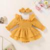 imageYOUNGER TREE Baby Girl Fall Clothes Infant Long Sleeve Ruffle Romper Dress with Headband Cute Toddler Winter OutfitsYellow