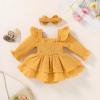 imageYOUNGER TREE Baby Girl Fall Clothes Infant Long Sleeve Ruffle Romper Dress with Headband Cute Toddler Winter OutfitsYellow