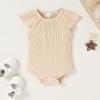 imageYOUNGER TREE Infant Toddler Baby Girls Romper Lace Flutter Sleeve Bodysuit Cotton Summer OutfitsKhaki