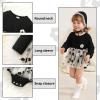 imageYOUNGER TREE Newborn Baby Girl Romper Dress Outfits Long Sleeve Floral Tutu Bodysuit with Leggings Hat Infant Fall ClothesBlack