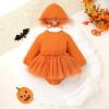 imageYOUNGER TREE Newborn Baby Girl Romper Dress Outfits Long Sleeve Floral Tutu Bodysuit with Leggings Hat Infant Fall ClothesOrange