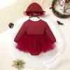 imageYOUNGER TREE Newborn Baby Girl Romper Dress Outfits Long Sleeve Floral Tutu Bodysuit with Leggings Hat Infant Fall ClothesRed