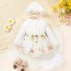 imageYOUNGER TREE Newborn Baby Girl Romper Dress Outfits Long Sleeve Floral Tutu Bodysuit with Leggings Hat Infant Fall ClothesWhite