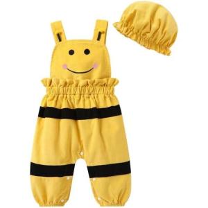imageYOUNGER TREE Baby Boy Girl Overalls Newborn Infant Corduroy Suspender Pants Animal Romper Jumpsuit with Hat Toddler ClothesBee