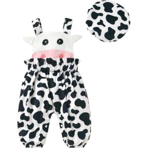 imageYOUNGER TREE Baby Boy Girl Overalls Newborn Infant Corduroy Suspender Pants Animal Romper Jumpsuit with Hat Toddler ClothesCow