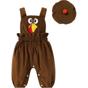 imageYOUNGER TREE Baby Boy Girl Overalls Newborn Infant Corduroy Suspender Pants Animal Romper Jumpsuit with Hat Toddler ClothesTurkey
