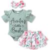imageYOUNGER TREE Newborn Baby Girl Auntie Clothes Auntie Is My Bestie Romper Shorts with Headband Girl Auntie Outfits03 MonthsGreen2