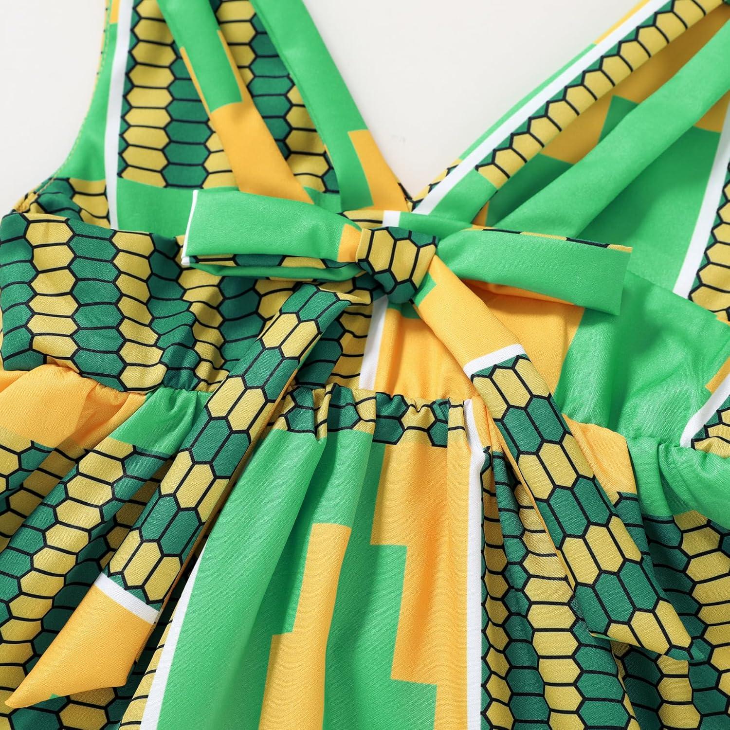 imageYOUNGER TREE African Baby Clothes Girl Dashiki Ankara Outfit SetYellow Green Dress