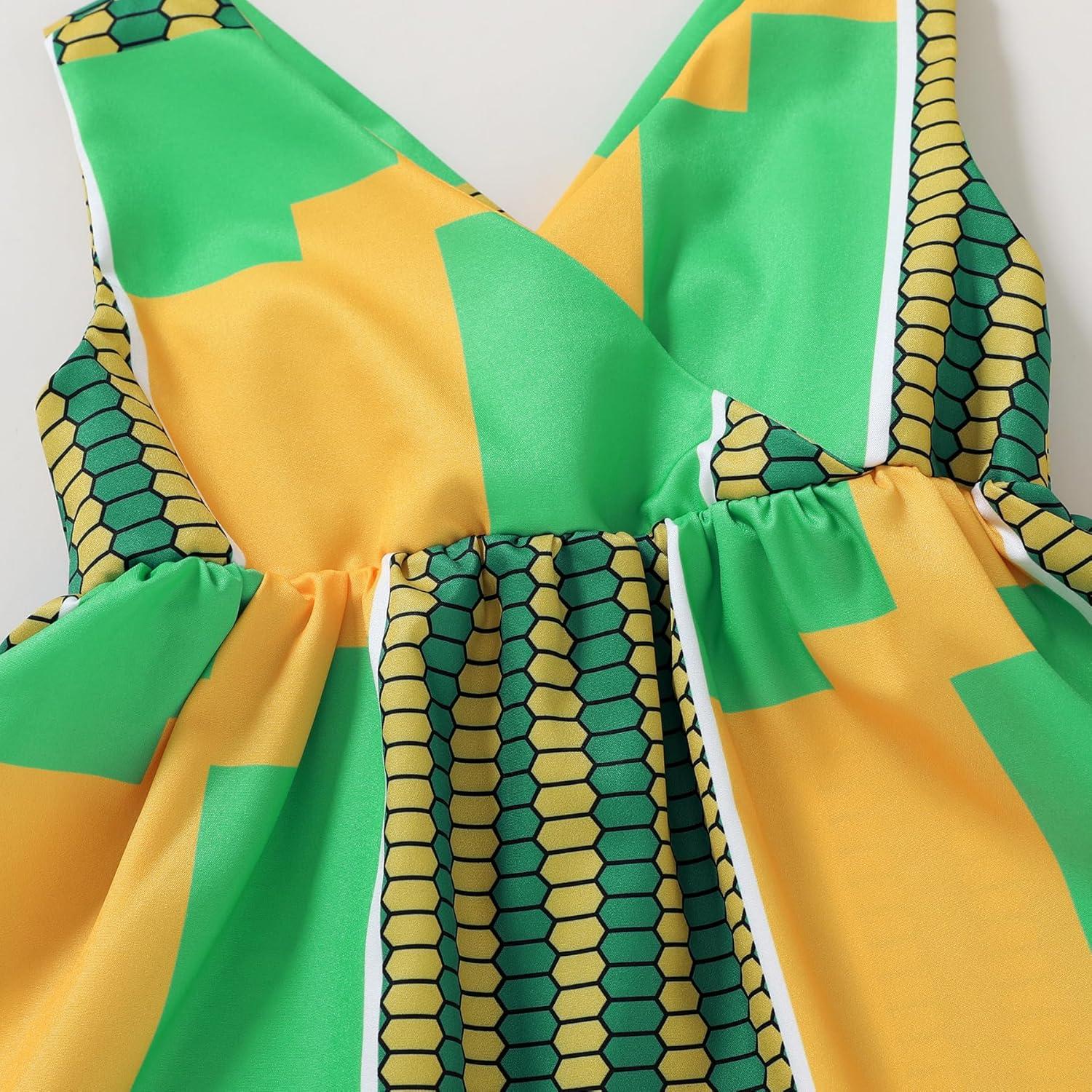 imageYOUNGER TREE African Baby Clothes Girl Dashiki Ankara Outfit SetYellow Green Dress