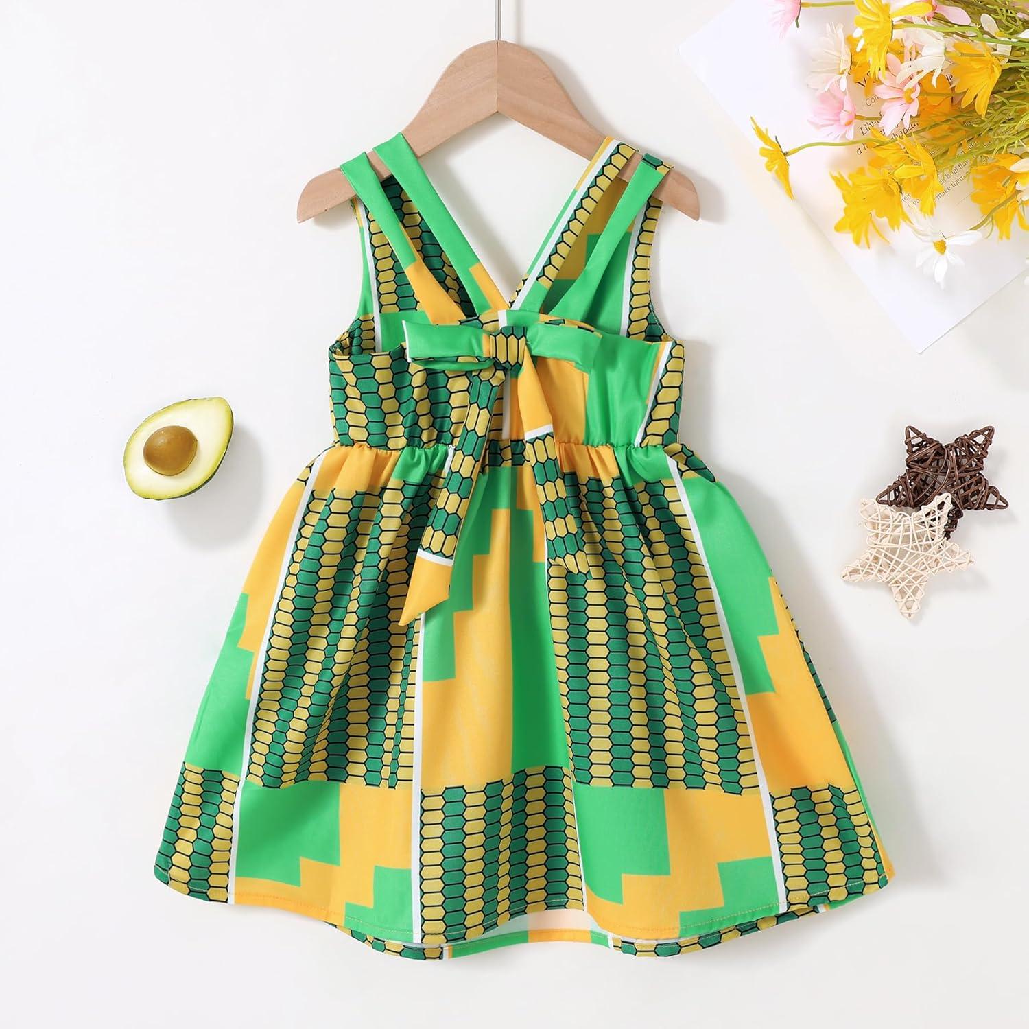 imageYOUNGER TREE African Baby Clothes Girl Dashiki Ankara Outfit SetYellow Green Dress