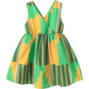 imageYOUNGER TREE African Baby Clothes Girl Dashiki Ankara Outfit SetYellow Green Dress