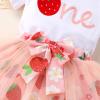 imageNewborn Baby Girls My 1st Birthday Dress Infant Shiny Printed Sequin Bowknot Tutu Princess DressPink Tulle and Strawberry