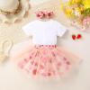 imageNewborn Baby Girls My 1st Birthday Dress Infant Shiny Printed Sequin Bowknot Tutu Princess DressPink Tulle and Strawberry