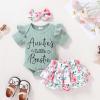 imageYOUNGER TREE Newborn Baby Girl Auntie Clothes Auntie Is My Bestie Romper Shorts with Headband Girl Auntie Outfits36 MonthsGreen2