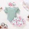 imageYOUNGER TREE Newborn Baby Girl Auntie Clothes Auntie Is My Bestie Romper Shorts with Headband Girl Auntie Outfits36 MonthsGreen2