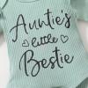 imageYOUNGER TREE Newborn Baby Girl Auntie Clothes Auntie Is My Bestie Romper Shorts with Headband Girl Auntie Outfits36 MonthsGreen2